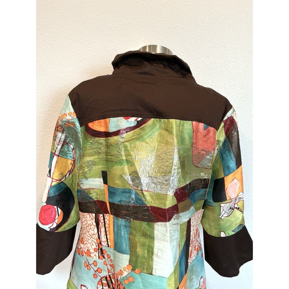 Berek Art to Wear Abstract Print Swing Jacket Metallic Accents Size Large - Picture 8 of 13
